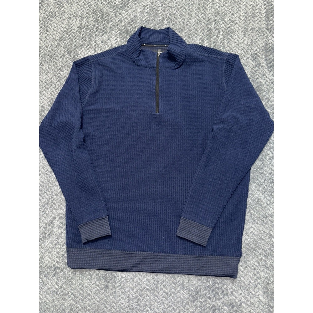 PXG Men's Navy Blue Waffle Knit Quarter 1/4 Zip Performance Golf Pullover Sz S